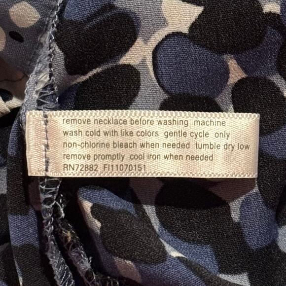 Top 3/4 Sleeve Abstract Smart Casual Workwear Classic Contemporary Blue White 4X - Picture 5 of 7